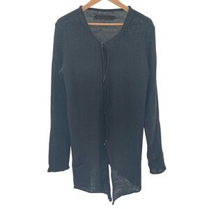 Daniel‎ Andresen Cardigan Top Women XS Black Linen Lagenlook Toggle Oversized